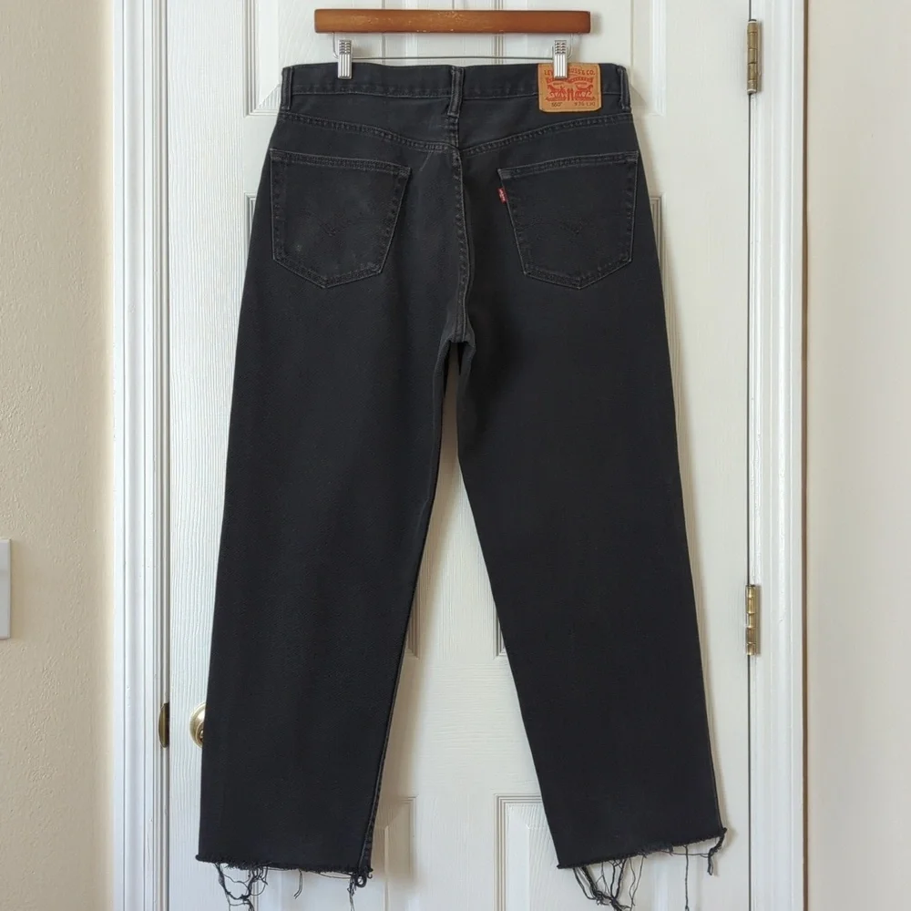 Levi's 550 Classic Rigid Relaxed Fit Straight Leg Raw Hem Jeans Black 36 x 30